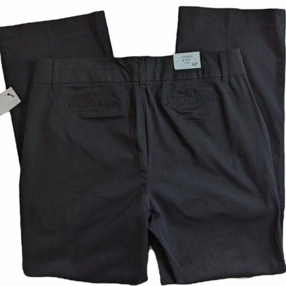 NWT Women's Crown & Ivy Black Pleated Straight Leg Dress Pants, Size 8 P - Picture 2 of 8